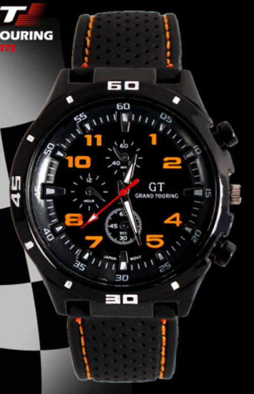 Grand Touring GT Silicone Men Sport Quartz Watch - Orange